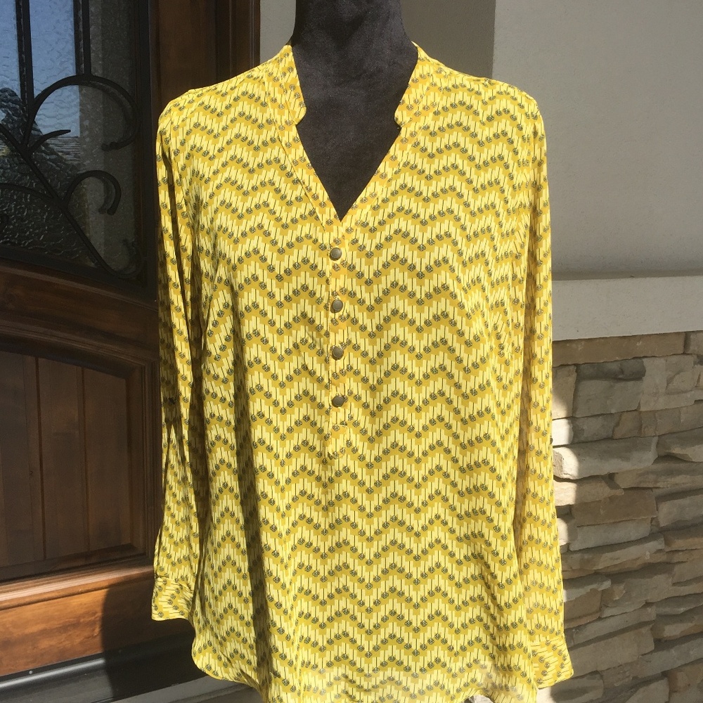 Yellowish Green Button up Bouse